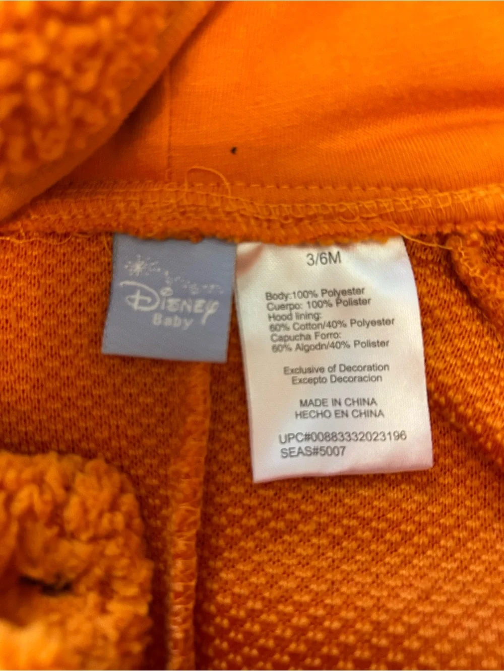Disney Baby Orange Tigger Sherpa Footie One-Piece 3-6 months.